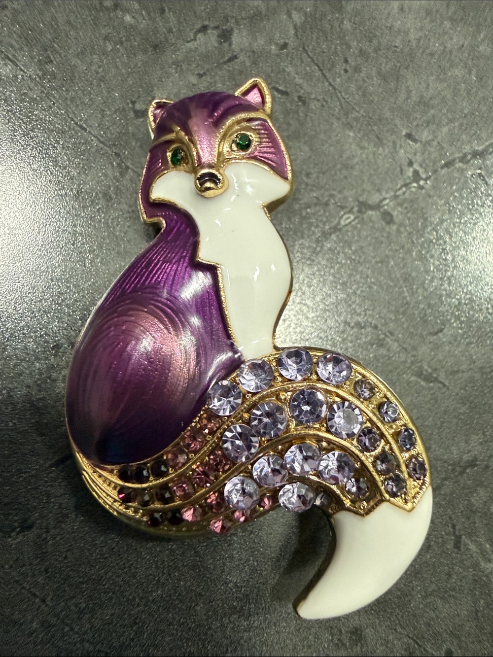 Purple and White Fox Crystal Brooch - Women Jewelry